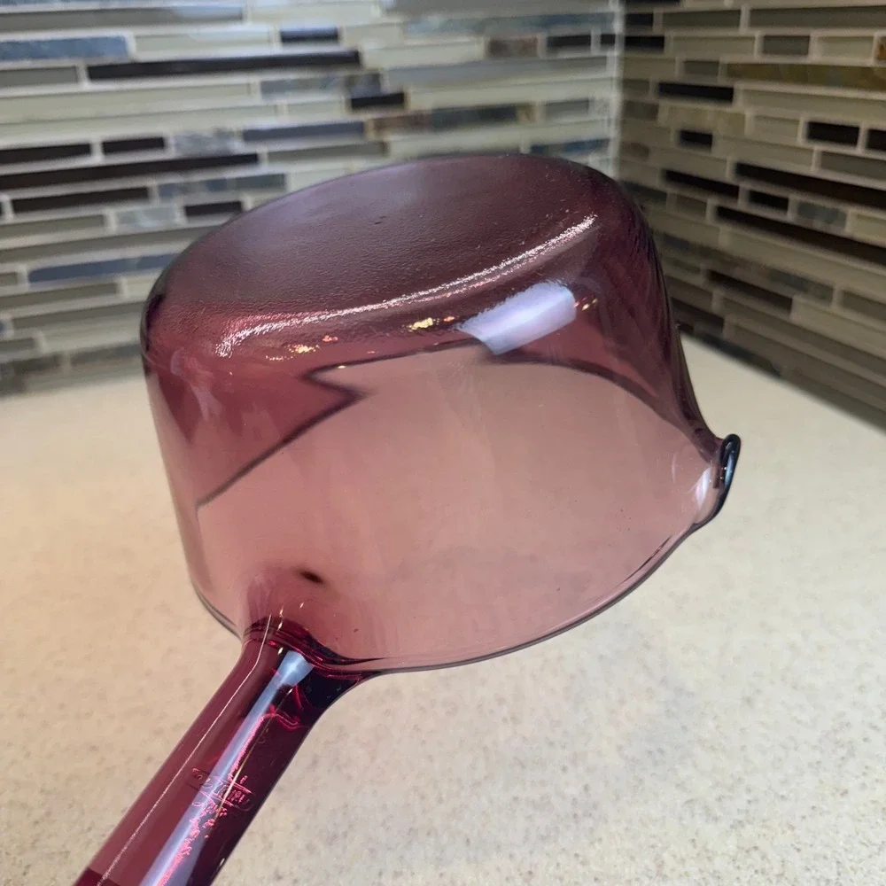 VTG Visions Corning USA Cranberry Glass Saucepan 1L Pour Spout Pot Purple NO LID